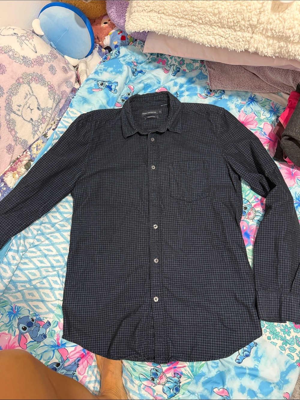 French connection Men's  Long-Sleeve navy blue Button-Up Shirt size S